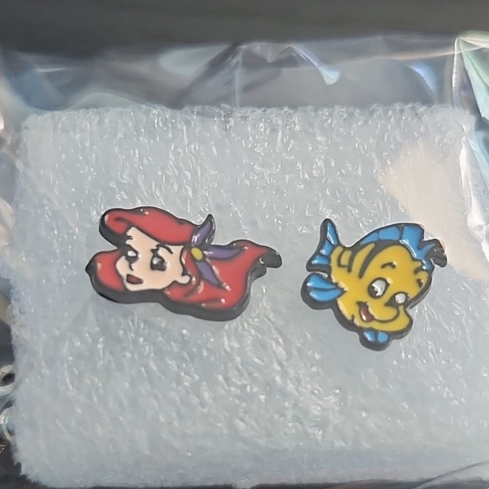 Disney's The Little Mermaid Ariel and Flounder Inspired Mismatched Earrings
